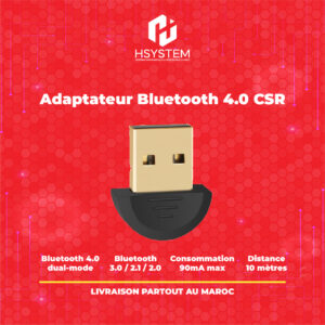 Dongle Bluetooth 4.0 CSR – Adaptateur USB mini – Transmission 3Mbps – Distance 10m – Compatible Windows et PC – Achat Maroc
