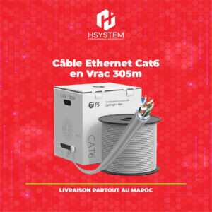 Cat6 Câble Ethernet en Vrac, 1000ft (305m), Certification UL, 23AWG Fil de Cuivre Pur Nu Solid, 550MHz, Non Blindé (UTP), PVC CMR