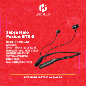 Jabra Halo Fusion BTE 6 – Casque Bluetooth Stéréo – Réducteur de bruit – Autonomie 6h30 – Portée 10m – Micro intégré – Achat Maroc