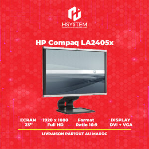 HP Compaq LA2405x – Écran 24" Full HD – 1920x1080 – 5ms – DisplayPort DVI VGA – EPEAT Or – Achat Maroc