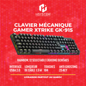 Clavier Mécanique Gamer XTRIKE GK-915, Blue Switch Rainbow