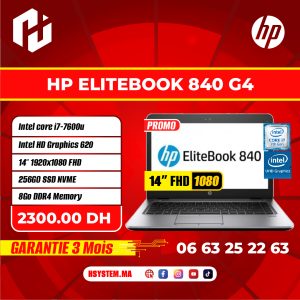 HP EliteBook 840 G4 | intel core i7-7600 | 8Go DDR4 | 256 ssd nvme |14" FHD