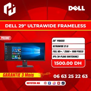 Dell 29” UltraWide Screen Frameless – Moniteur Professionnel IPS Full HD