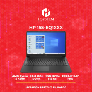 HP Laptop 15S-EQ1XXX | AMD Ryzen 5 4500 | 512Go SSD NVME | 16Go DDR4 | Ecran 15,6 Full HD