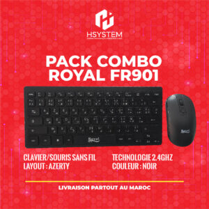 Royal FR901 NOIR – Clavier & Souris Sans Fil AZERTY