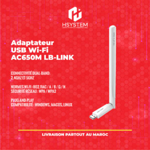 Adaptateur USB Wi-Fi AC650M LB-LINK – Haut Débit, 2.4GHz/5GHz Double Bande