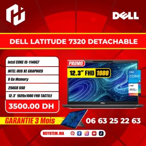 Dell Latitude 7320 Detachable 2in1 - Intel Core i5 11ᵉ Gén, 8 Go RAM, 256 Go SSD NVMe, Écran Tactile 12.3", Wi-Fi 6