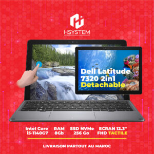 Dell Latitude 7320 Detachable 2in1 - Intel Core i5 11ᵉ Gén, 8 Go RAM, 256 Go SSD NVMe, Écran Tactile 12.3", Wi-Fi 6