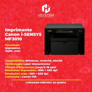 Canon i-SENSYS MF3010 – Imprimante Multifonction Laser Monochrome | A4 | 18 ppm