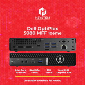 Dell OptiPlex 5080 MFF – Mini PC Professionnel Puissant | Intel Core i5 10eme | 256 SSD NVMe