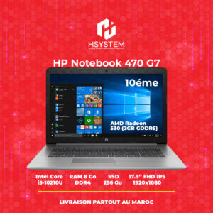 HP Notebook 470 G7 – PC Portable 17,3" Full HD, Intel Core i5-10210U, 8Go RAM, 256Go SSD, AMD Radeon 530