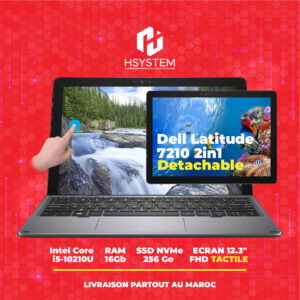 Dell Latitude 7210 Detachable – Tablette PC 2-en-1 – Intel Core i5 10ème Gen – 16Go RAM – 256Go SSD – 12.3" Tactile – Wi-Fi 6 – Achat Maroc