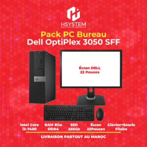 Pack Professionnel Dell OptiPlex 3050 SFF i5 7eme + Dell Écran 22pouces + clavier et souris