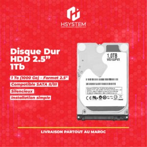 Disque Dur Interne 2.5" 1Tb – SATA – Stockage haute capacité – Silencieux – Faible consommation – Idéal pour PC portable et ordinateur de bureau – Achat Maroc