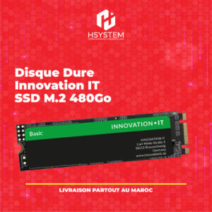 SSD M.2 480 Go Innovation IT – Interface SATA – Format M.2 – Pour ordinateur portable – Léger (0,04 kg) – Stockage haute capacité – Achat Maroc