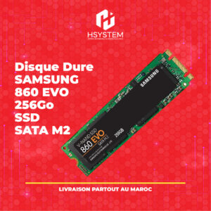 SSD Samsung 860 EVO M.2 250 Go – SATA III – Lecture 540 Mo/s – Écriture 500 Mo/s – TLC V-NAND – Cryptage AES 256 bits – Format 2280 – Achat Maroc