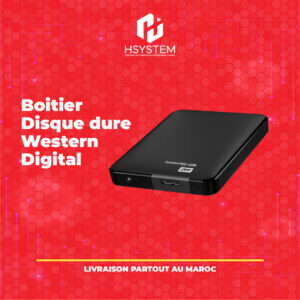 Boîtier Externe WD Elements USB 3.0 – Pour disque 2.5" jusqu'à 4 To – Transfert haute vitesse – Design léger – Formaté NTFS – Achat Maroc