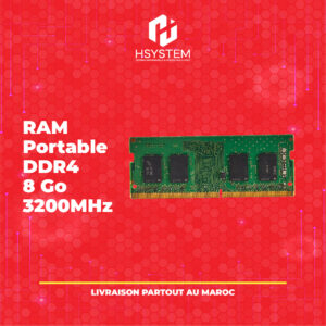 RAM Portable 8 Go DDR4-3200 MHz – SO-DIMM 260 broches – CL22 – 1.2V – Améliorez les performances de votre ordinateur portable – Multitâche fluide – Achat Maroc