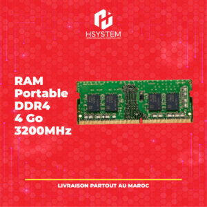 RAM Portable 4 Go DDR4 3200 MHz – SO-DIMM 260 broches – CL22 – 1.2V – Idéal pour ordinateur portable – Amélioration des performances au quotidien – Achat Maroc