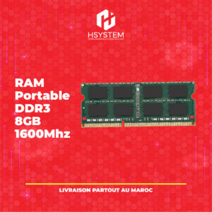 RAM Portable 8 Go DDR3L 1600 MHz – Mémoire basse tension – Idéal pour ordinateur portable – Achat Maroc