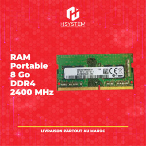 RAM Portable 8 Go DDR4 2400 MHz – Mémoire performante pour ordinateur portable – Multitâche fluide – Achat Maroc
