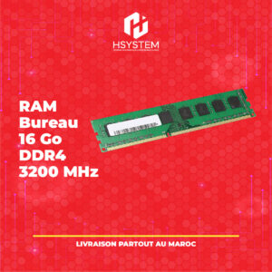 RAM Bureau 16 Go DDR4-3200 MHz – Mémoire haute performance pour PC de bureau – Multitâche fluide et réactif – Achat Maroc