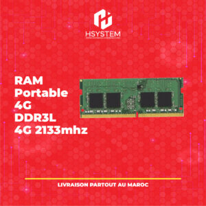 RAM Portable 4 Go DDR3L 2133 MHz – SO-DIMM 204 broches – 1.35V – Mémoire basse tension pour ordinateur portable – Performance stable – Achat Maroc