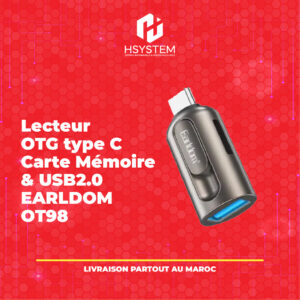 OTG Card Reader EARLDOM OT98 – USB 2.0 – Type-C – Chargement + Transfert de données – Lecteur de carte OTG – Compatible smartphones et tablettes – Achat Maroc