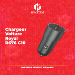 Chargeur Voiture Royal R676 C10 – 18W – Sortie USB unique – Charge rapide – Allume-cigare 12V-24V – Compact et fiable – Achat Maroc