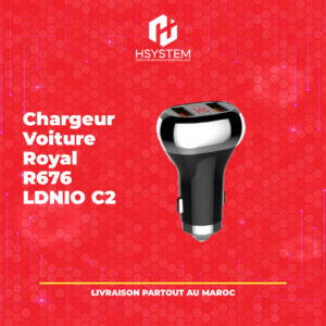 Chargeur Voiture LDNIO C2 – Double QC3.0 – 36W – Écran LED – Charge rapide – Compact – Matériau PC ignifuge – Entrée 12-24V – Achat Maroc