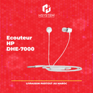 Écouteurs HP DHE-7000 – Jack 3.5mm – Intra-auriculaires – Micro intégré – Son clair – Blanc – Idéal pour appels et musique – Achat Maroc