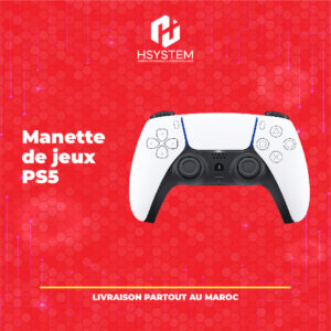 Manette Sans Fil Royal R676 – Compatible PS5 – Dualshok – Design Blanc et Noir – Connexion sans fil – Haut-parleur intégré – Prise casque – Achat Maroc