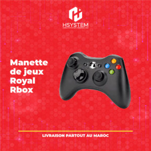 Manette Filaire Royal Rbox 360 – Câble 2.5m – Deux joysticks – Croix directionnelle – Gâchettes précises – USB – Noire – Idéal pour Xbox 360 et PC – Achat Maroc