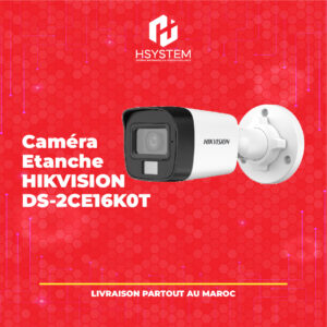 Caméra Bullet Etanche Hikvision DS-2CE16K0T-LFS – 3K – Hybrid Light – IR 20m – IP67 – Objectif fixe – Audio – Intérieur/Extérieur – Achat Maroc