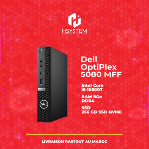 Dell OptiPlex 5080 Micro – Mini PC Intel Core i5-10500T – 8Go RAM – 256Go SSD – Windows 11 – Ultra-compact – Achat Maroc