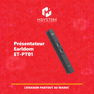 Télécommande de Présentation Earldom ET-PT01 – Laser Rouge – Sans fil 2.4G – Portée 100m – Rechargeable USB-C – Achat Maroc