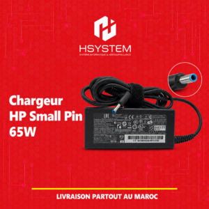 Chargeur HP Small Pin 65W – 19.5V 3.33A – Connecteur 4.5mm Smart Pin – Compatible EliteBook, ProBook, Pavilion, Envy, Spectre – Rechange fiable – Achat Maroc