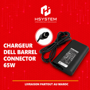 Chargeur Dell 65W Barrel Connector – 19.5V 3.34A – Compatible avec les connecteurs 4.5mm et 7.4mm – Idéal pour Latitude, Inspiron, XPS, Vostro – Alimentation fiable – Achat Maroc