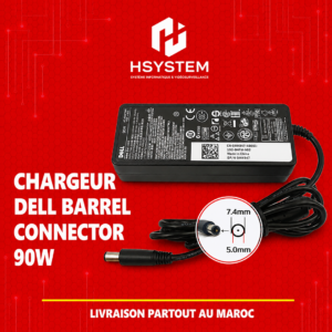 Chargeur Dell 90W Barrel Connector – 19.5V 4.62A – Connecteur 7.4mm Big Pin – Alimentation haute performance – Achat Maroc