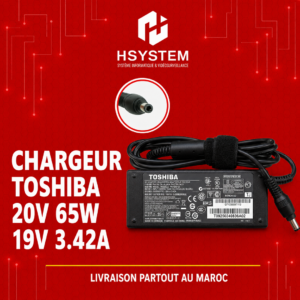 Chargeur Toshiba 65W – 19V 3.42A – Connecteur 5.5x2.5mm pour Satellite, Portege, Qosmio