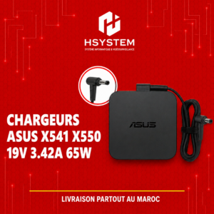 Chargeur ASUS 65W – 19V 3.42A – Connecteur 5.5x2.5mm – Compatible X541, X550, X555, K55, VivoBook, ZenBook – Alimentation fiable – Achat Maroc