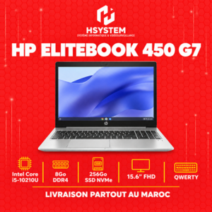 HP EliteBook 450 G7 – i5-10210U – 8Go DDR4 – 256Go SSD NVMe – 15.6" FHD – QWERTY – Achat Maroc
