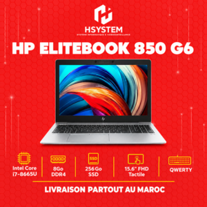 HP EliteBook 850 G6 – i7-8665U – 8Go DDR4 – 256Go SSD – 15.6" FHD Tactile – QWERTY – Achat Maroc
