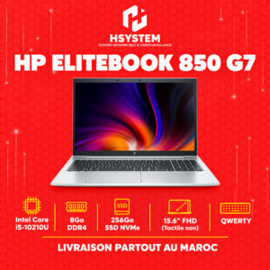 HP EliteBook 850 G7 – i5-10210U – 8Go DDR4 – 256Go SSD NVMe – 15.6" FHD – QWERTY – Achat Maroc