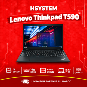 Lenovo ThinkPad T590 – i7-8565U – 16Go DDR4 – 256Go SSD NVMe – 15.6" FHD IPS – QWERTY – Achat Maroc
