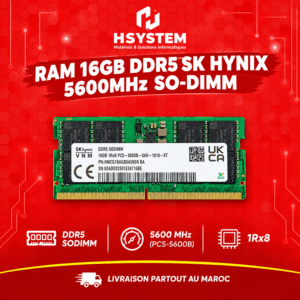 SK hynix DDR5 SODIMM 16Go 5600MHz – Mémoire RAM PC5-5600B – 1Rx8 – Pour Laptop & Mini-PC – Achat Maroc